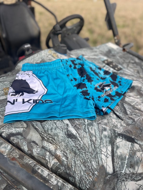 Footy Shorts - Teal Print